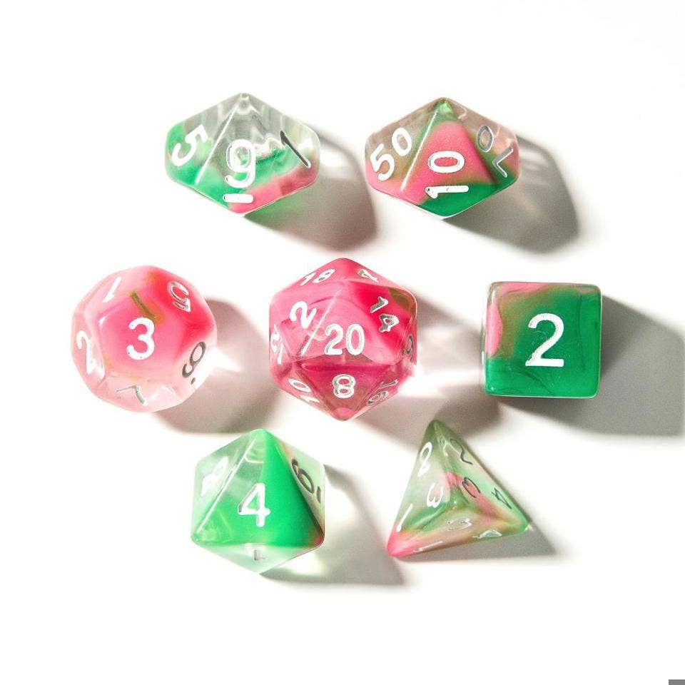 Watermelon Sugar | Acrylic Dice | 7-Polyhedral Set