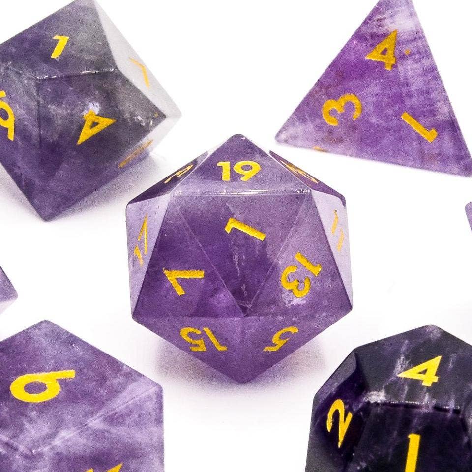 Amethyst | Natural Gemstone Dice | 7-Polyhedral Set