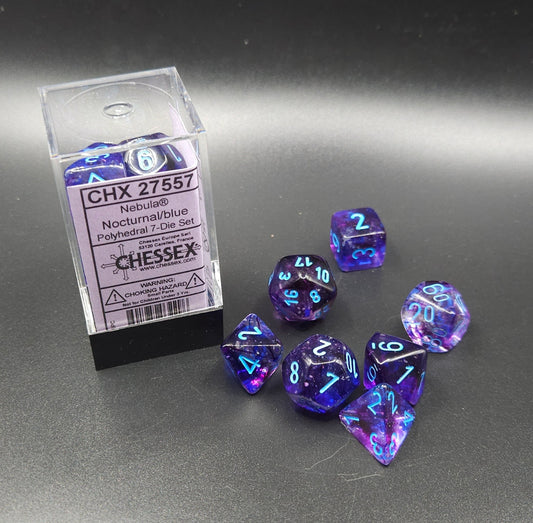 Chessex - Nebula Polyhedral 7 Dice Set - Luminary Nocturnal Blue