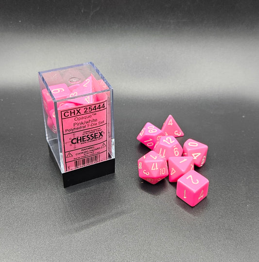 Chessex - Polyhedral 7 Dice Set - Pink w/White