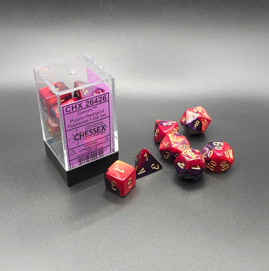Chessex - Polyhedral 7 Dice Set - Purple-Red w/Gold