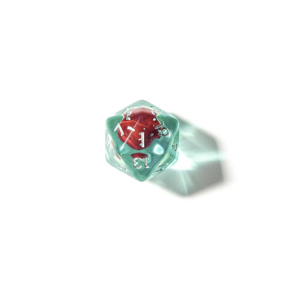 Red Mushies | Resin Inclusion Dice | 7-Polyhedral Set