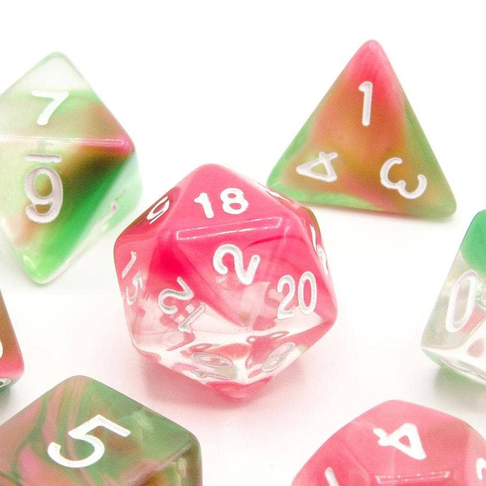 Watermelon Sugar | Acrylic Dice | 7-Polyhedral Set