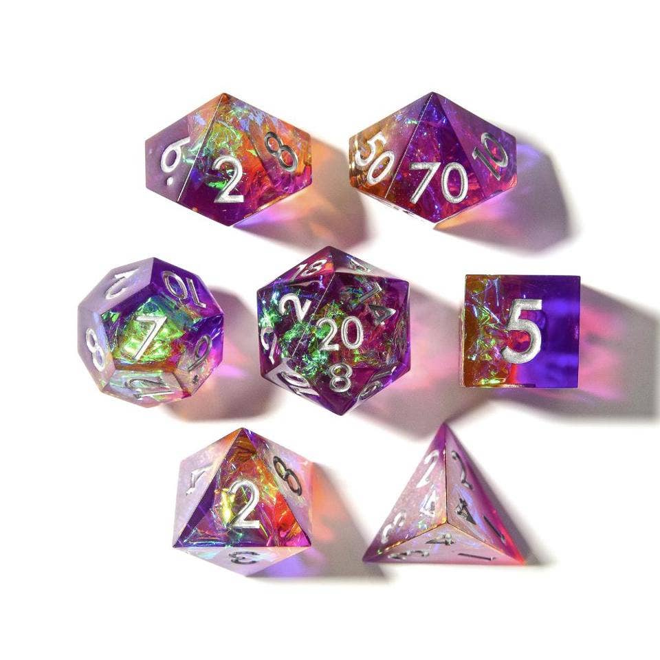 Fae Fire | Sharp Edge Dice | 7-Polyhedral Set