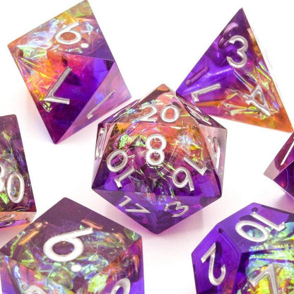 Fae Fire | Sharp Edge Dice | 7-Polyhedral Set