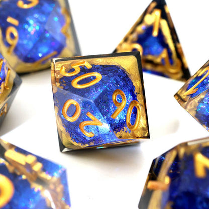 Azure Depths | Geode Sharp Edge Dice | 7-Polyhedral Set