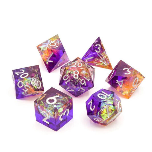 Fae Fire | Sharp Edge Dice | 7-Polyhedral Set