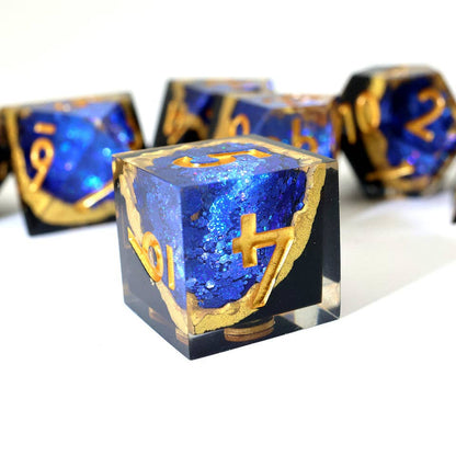 Azure Depths | Geode Sharp Edge Dice | 7-Polyhedral Set