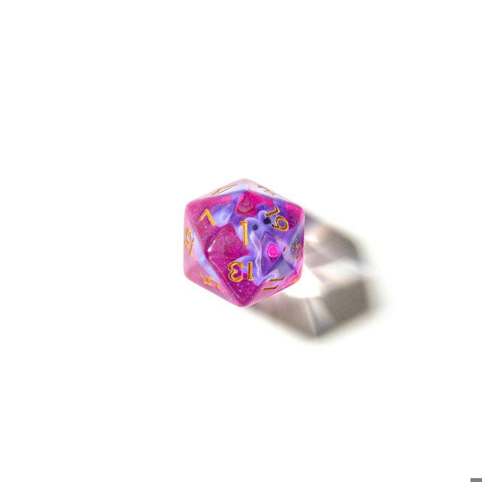 Purple T-Rex | Resin Inclusion Dice | 7-Polyhedral Set