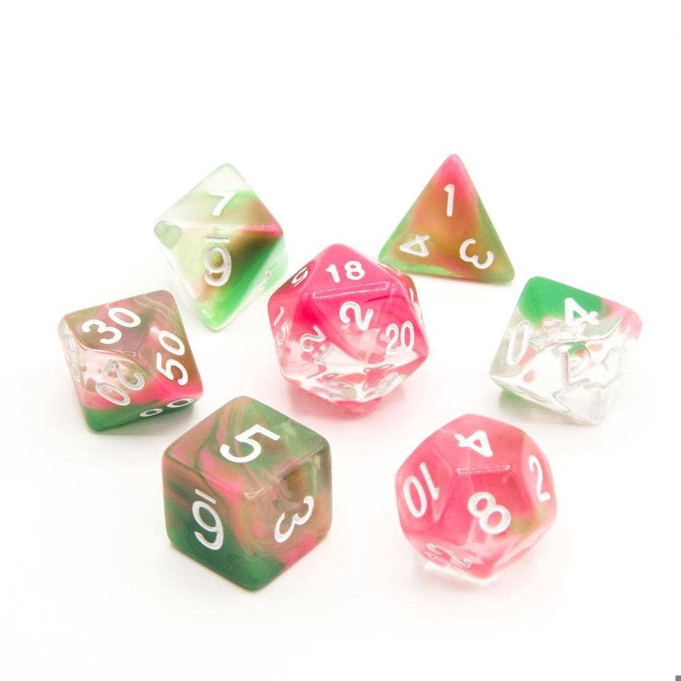 Watermelon Sugar | Acrylic Dice | 7-Polyhedral Set